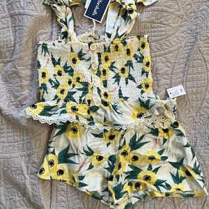 Jessica Simpson Girls' Matching Set - Yellow Floral - Size 5/6